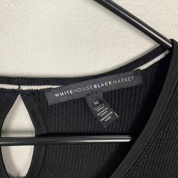 White House Black Market Ribbed Tank Top Fitted Keyhole Back‎ Size Medium - Picture 7 of 9